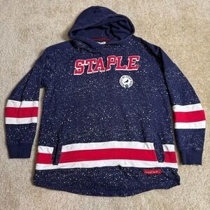 Staple Hoodie Mens XL Navy Speckled Pullover Hooded Colorblock Streetwear